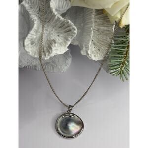 Beautiful Vintage 925 Sterling Silver Abalone Necklace Length 16 in